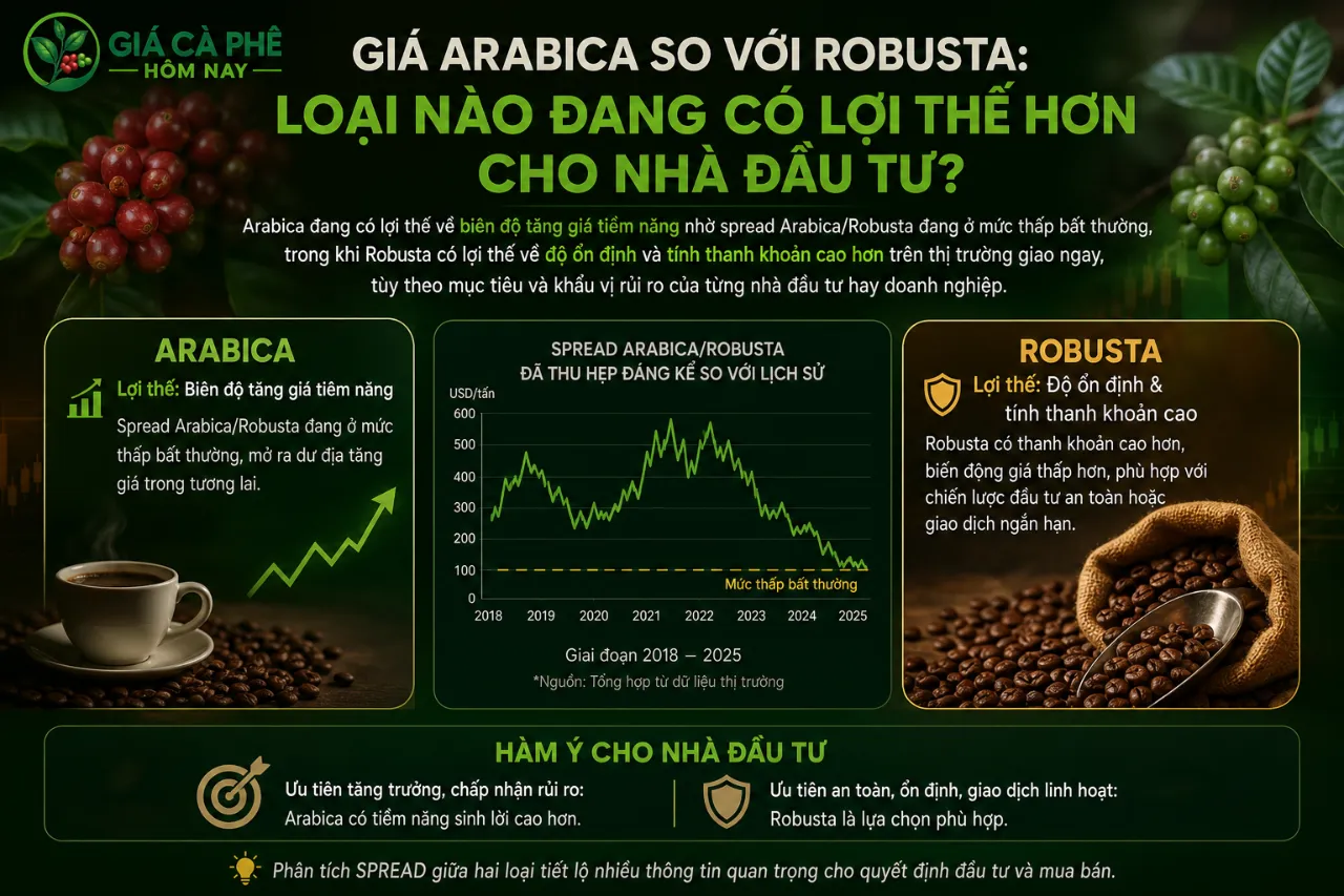 Giá Arabica So Với Robusta: Loại Nào Đang Có Lợi Thế Hơn Cho Nhà Đầu Tư?