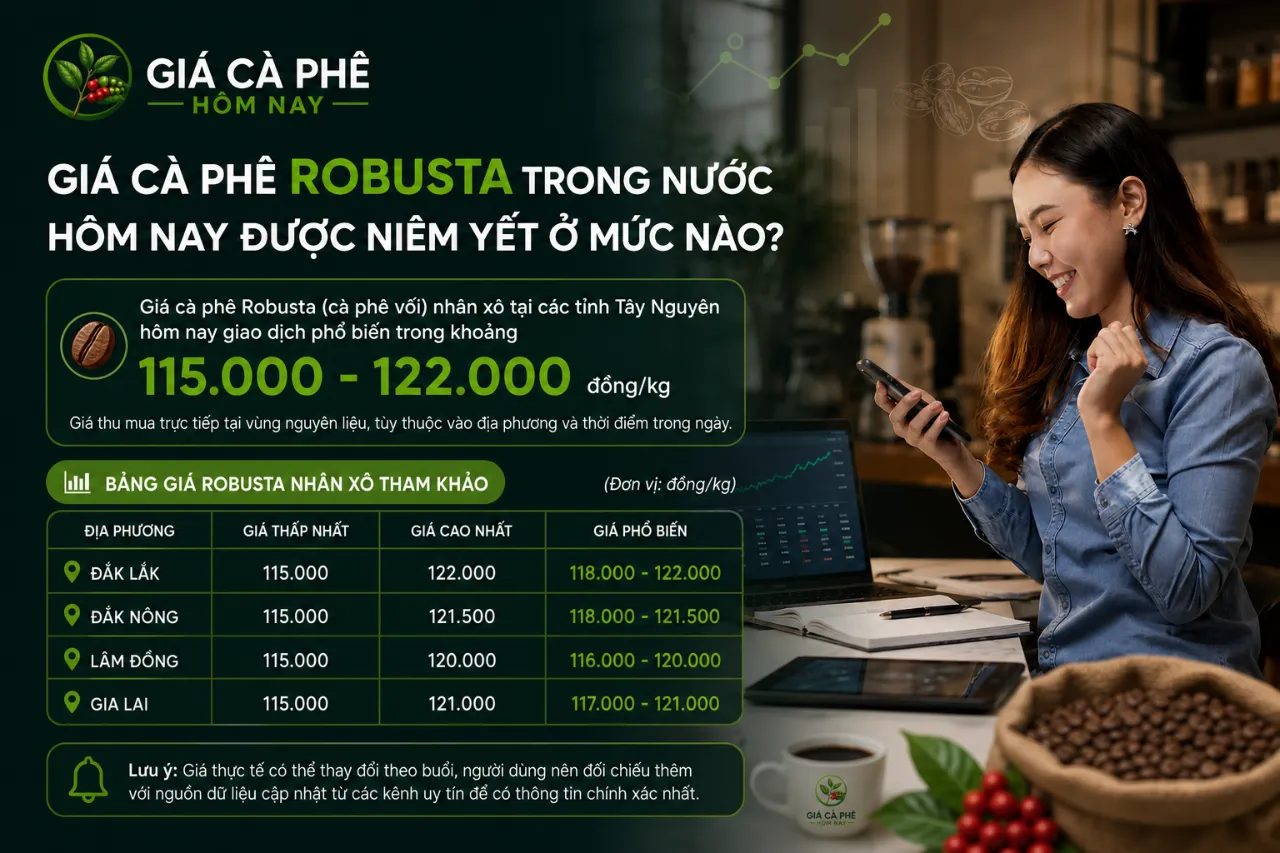 Giá Cà Phê Robusta Trong Nước Hôm Nay Được Niêm Yết Ở Mức Nào?