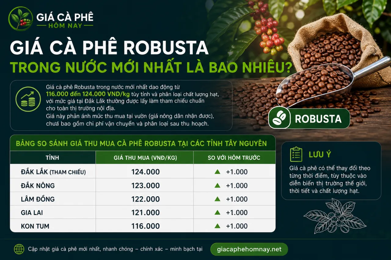 Giá Cà Phê Robusta Trong Nước Mới Nhất Là Bao Nhiêu?