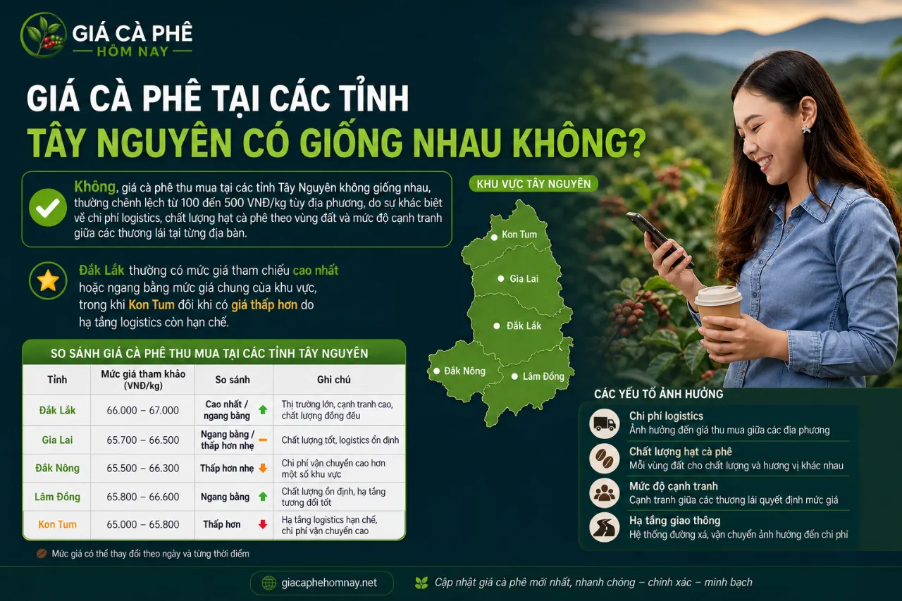 Giá Cà Phê Tại Các Tỉnh Tây Nguyên Có Giống Nhau Không?