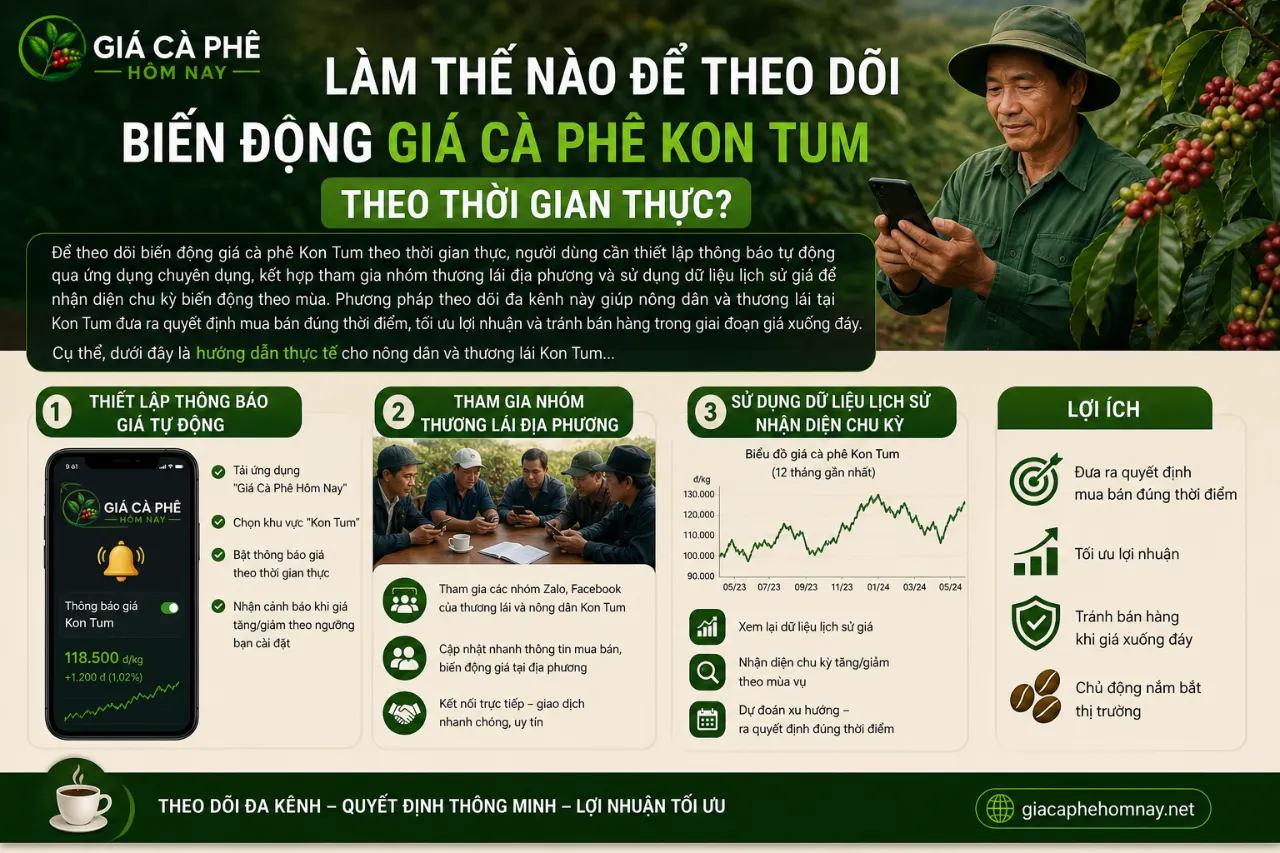 Làm thế nào để theo dõi biến động giá cà phê Kon Tum theo thời gian thực?