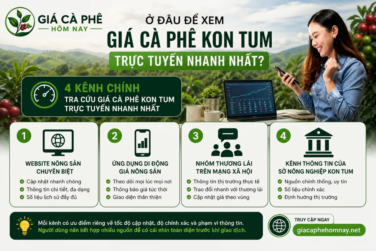 Ở đâu để xem giá cà phê Kon Tum trực tuyến nhanh nhất?