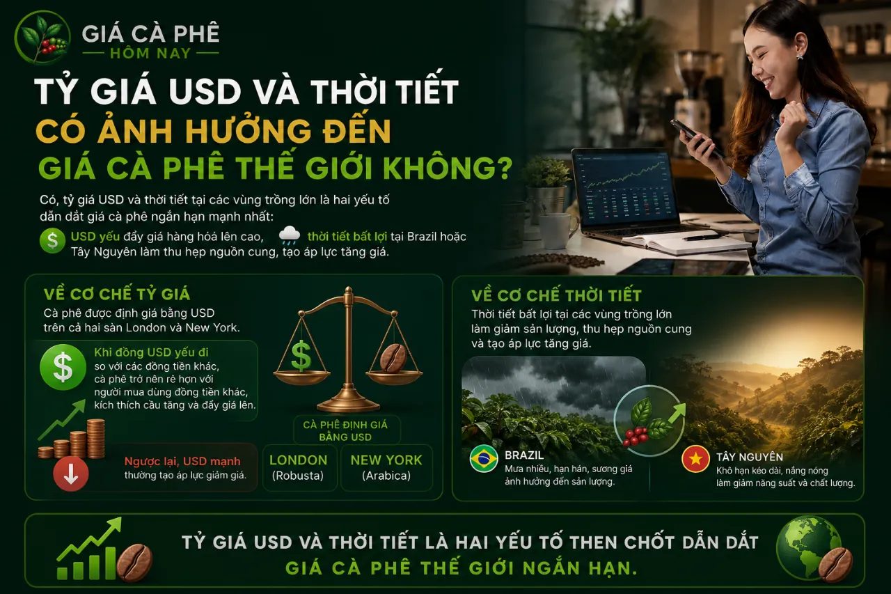 Tỷ Giá USD Và Thời Tiết Có Ảnh Hưởng Đến Giá Cà Phê Thế Giới Không?