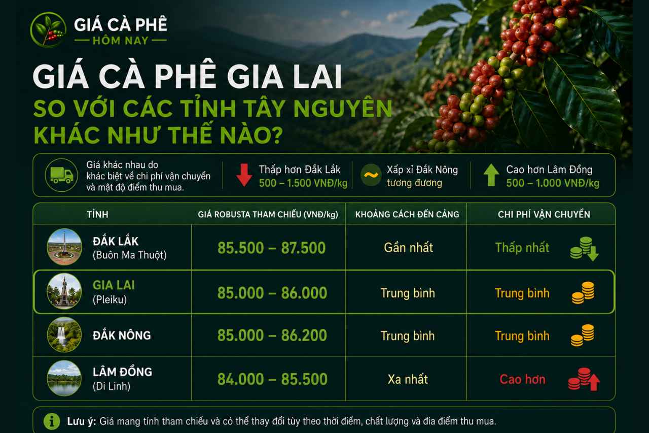 Giá Cà Phê Gia Lai So Với Các Tỉnh Tây Nguyên Khác Như Thế Nào?