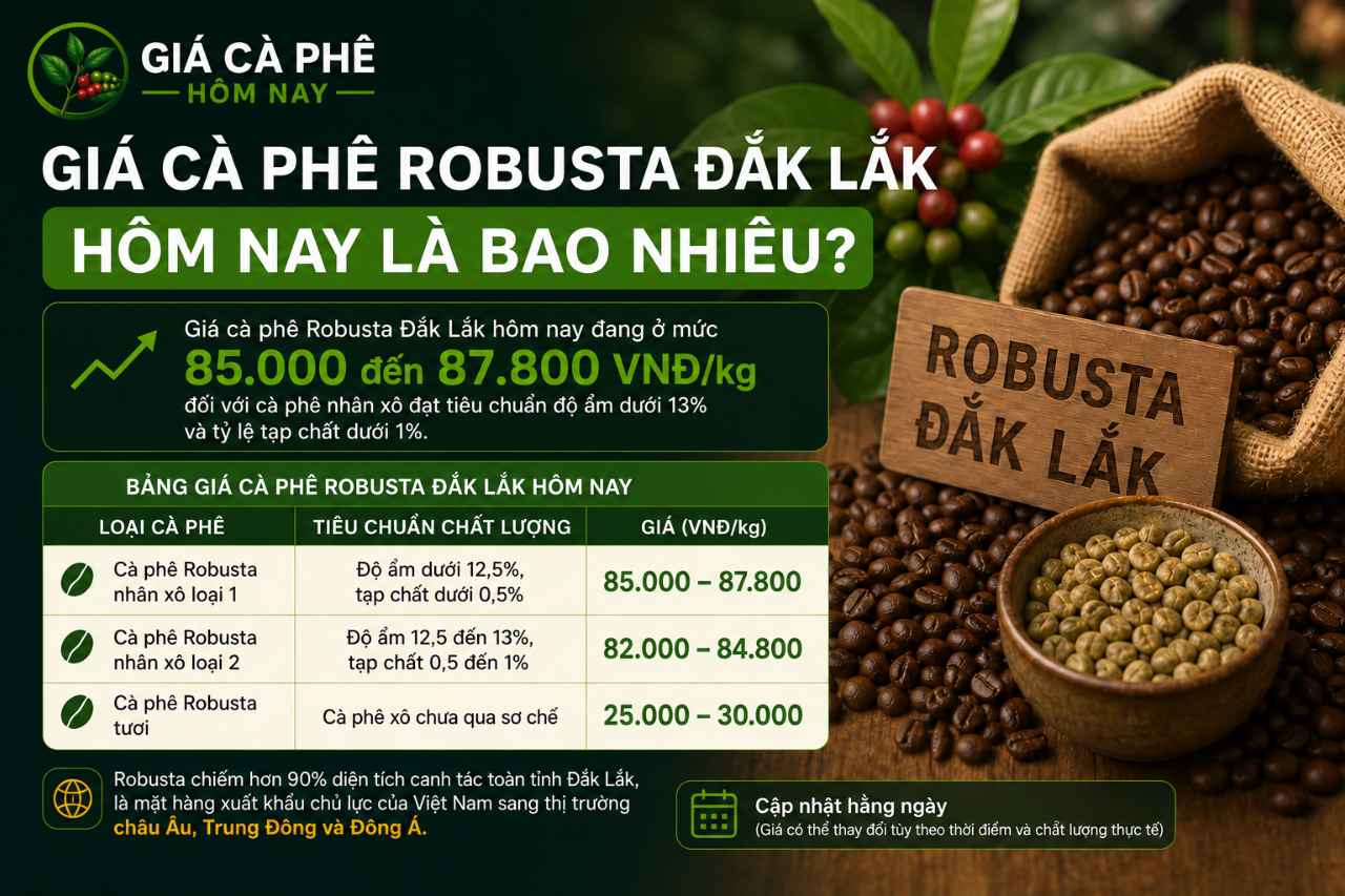 Giá Cà Phê Robusta Đắk Lắk Hôm Nay Là Bao Nhiêu?
