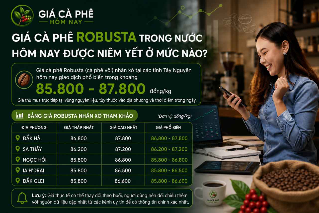 Giá Cà Phê Robusta Trong Nước Hôm Nay Được Niêm Yết Ở Mức Nào?