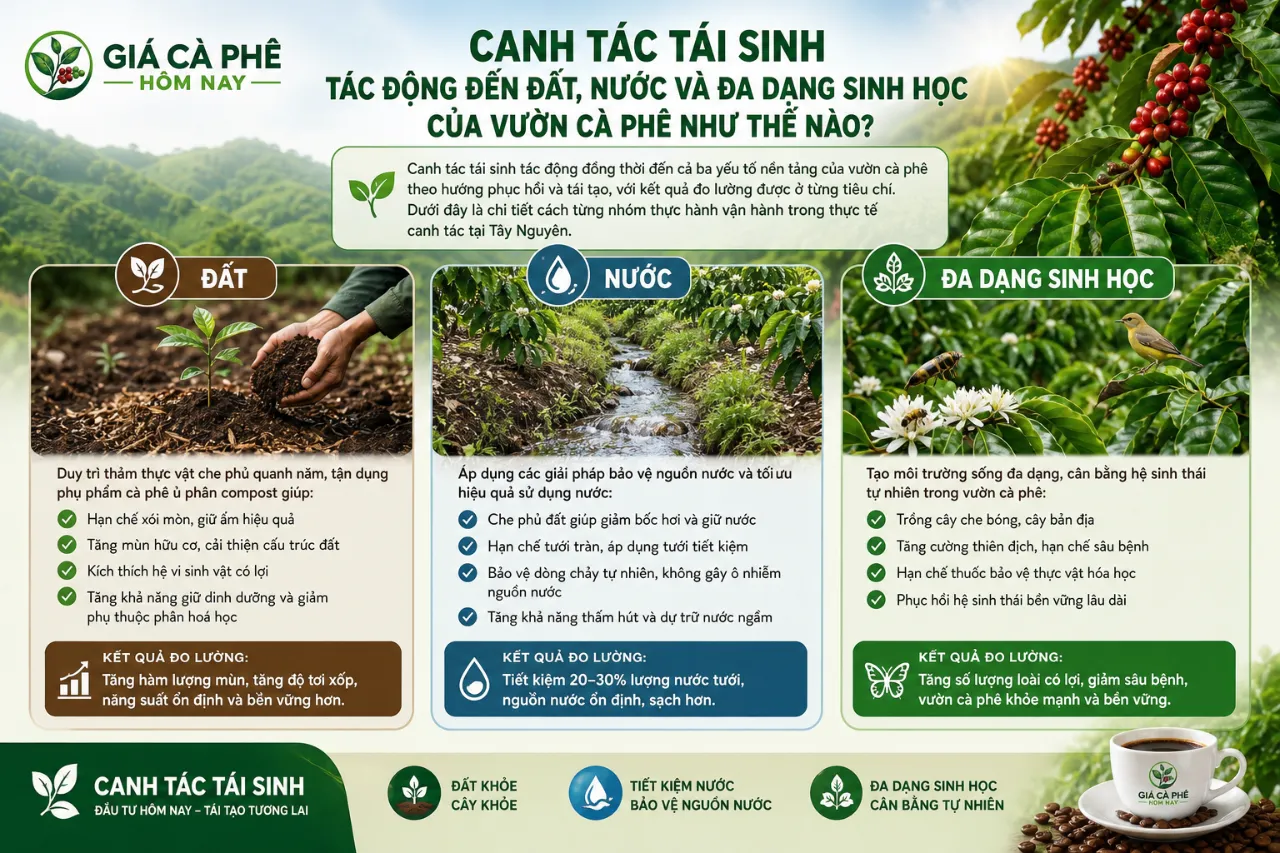 Canh Tác Tái Sinh Tác Động Đến Đất, Nước và Đa Dạng Sinh Học Của Vườn Cà Phê Như Thế Nào?
