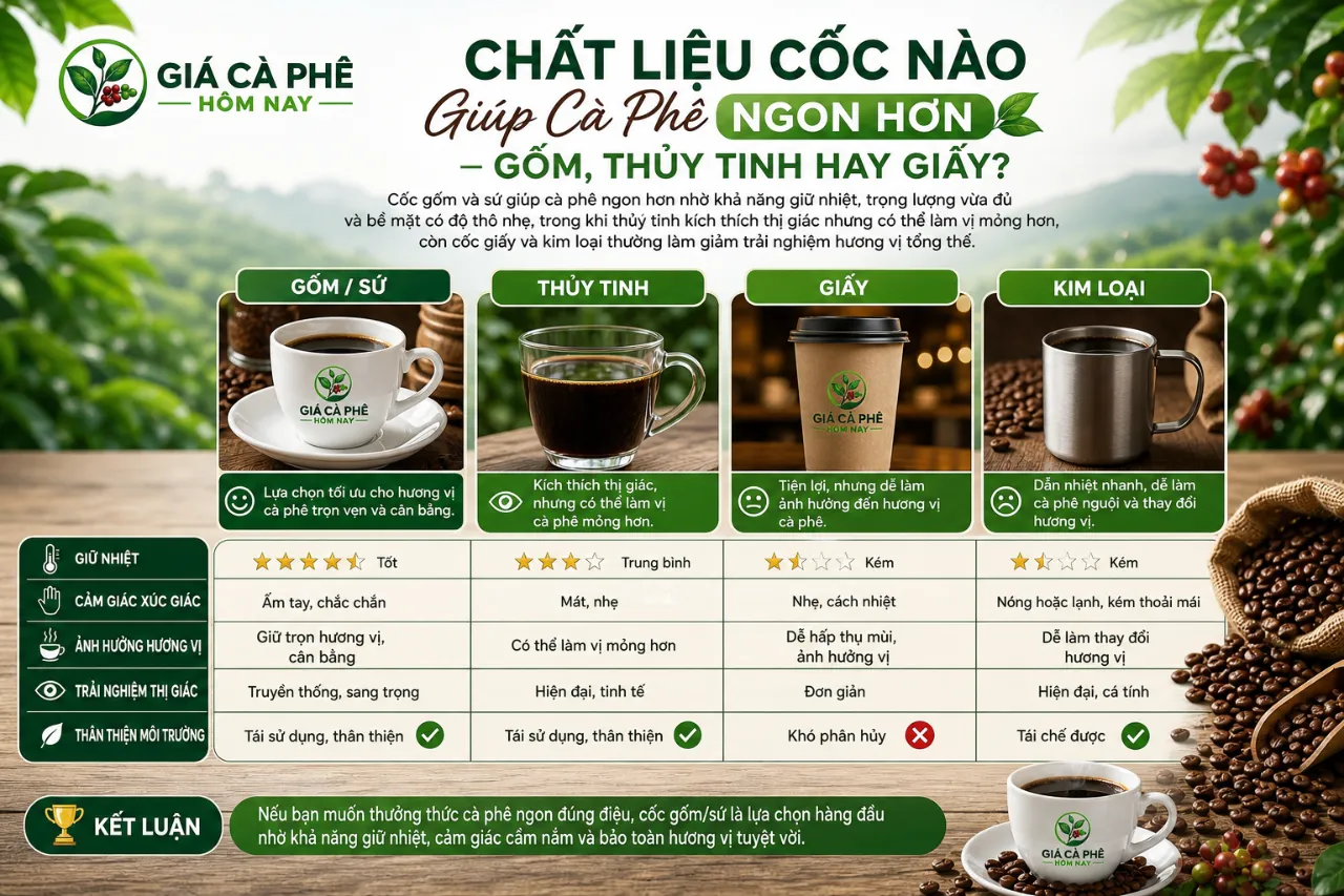 Chất Liệu Cốc Nào Giúp Cà Phê Ngon Hơn – Gốm, Thủy Tinh Hay Giấy?