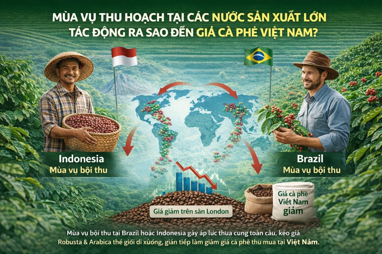 Mùa Vụ Thu Hoạch Tại Các Nước Sản Xuất Lớn Tác Động Ra Sao Đến Giá Cà Phê Việt Nam?