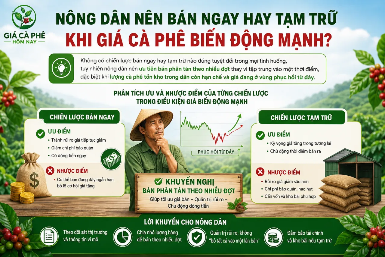 Nông Dân Nên Bán Ngay Hay Tạm Trữ Khi Giá Cà Phê Biến Động Mạnh?