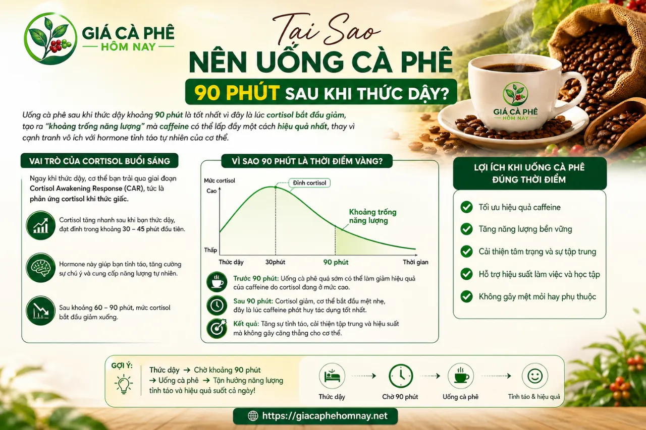 Tại Sao Nên Uống Cà Phê 90 Phút Sau Khi Thức Dậy?