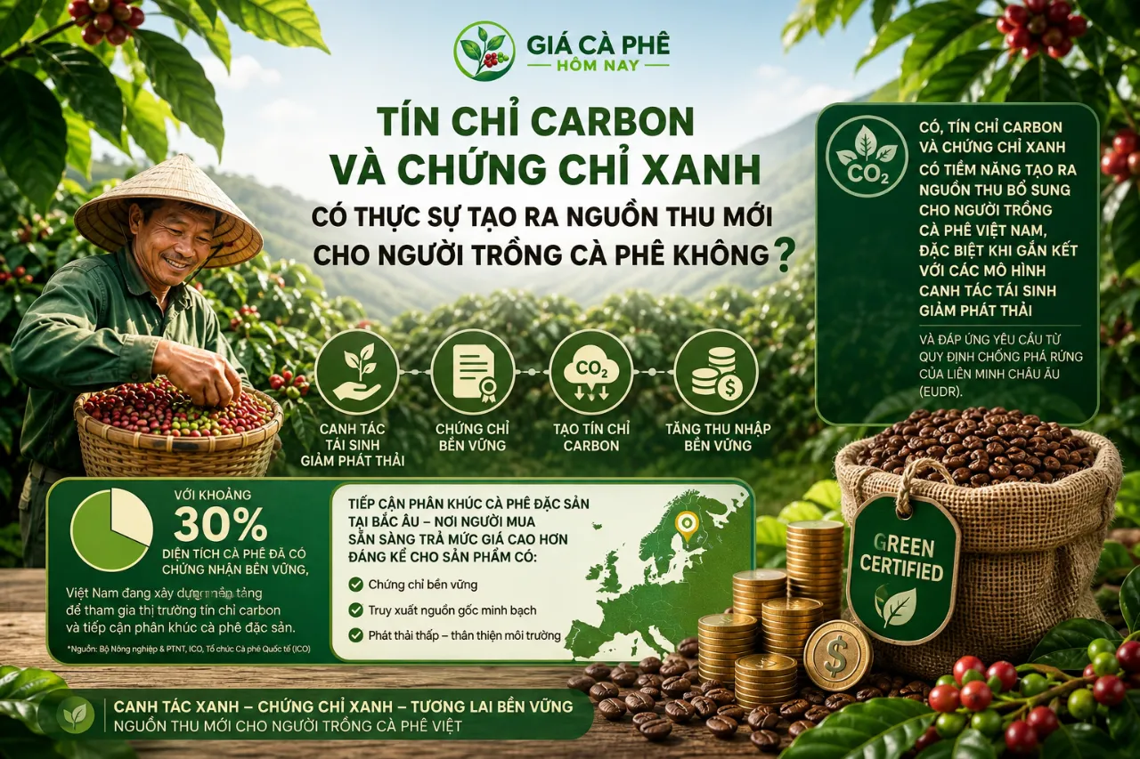 Tín chỉ carbon và chứng chỉ xanh có thực sự tạo ra nguồn thu mới cho người trồng cà phê không?
