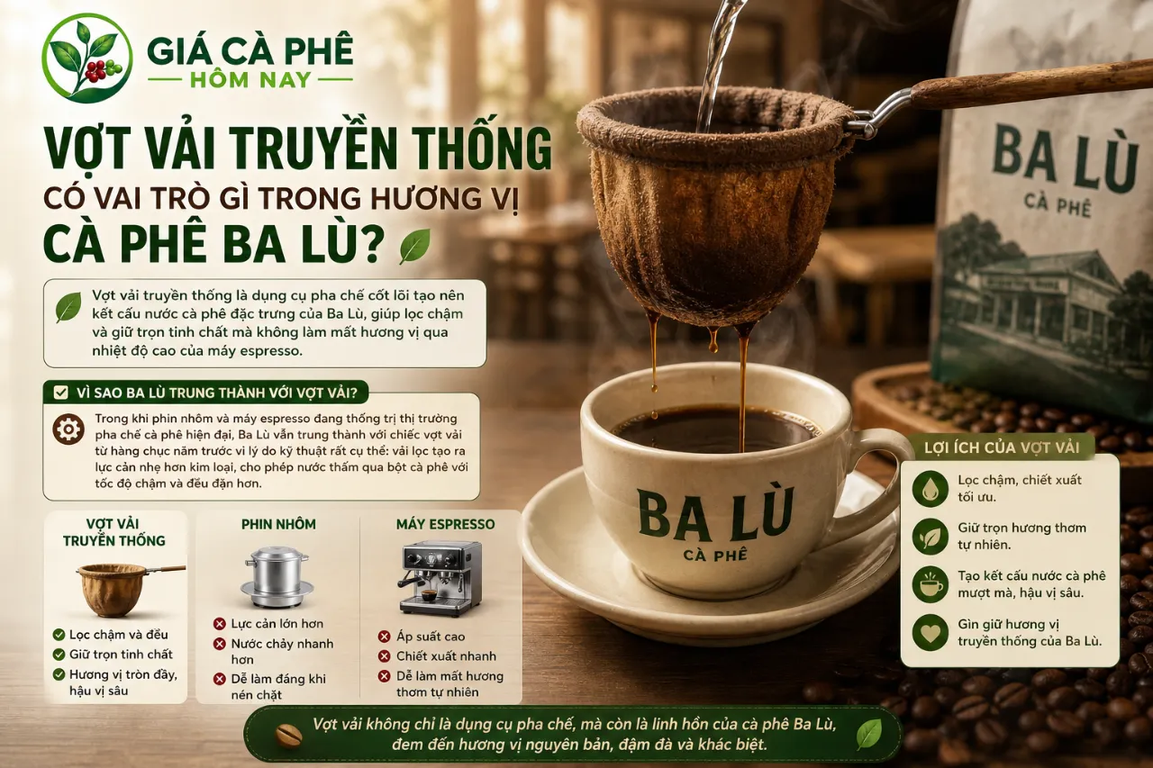 Vợt Vải Truyền Thống Có Vai Trò Gì Trong Hương Vị Cà Phê Ba Lù?