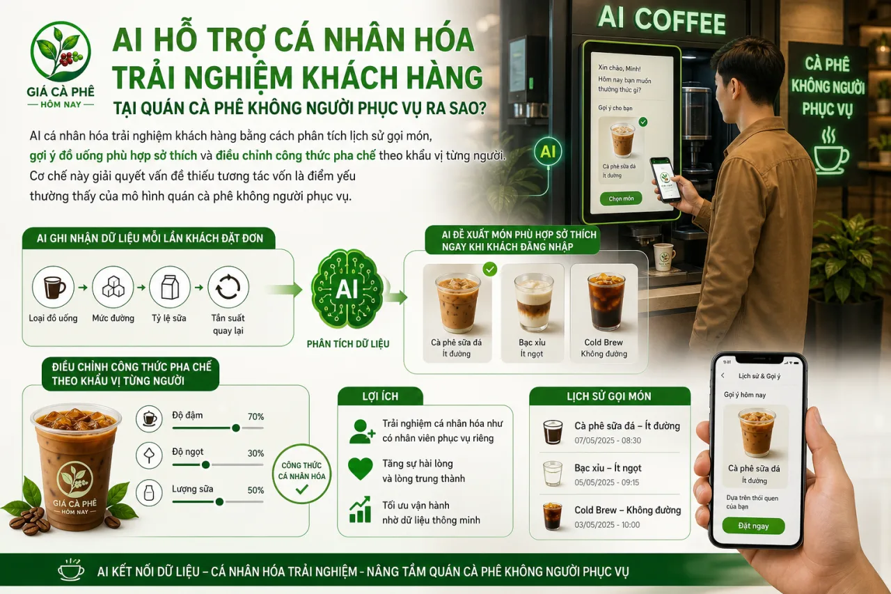 AI hỗ trợ cá nhân hóa trải nghiệm khách hàng tại quán cà phê không người phục vụ ra sao?