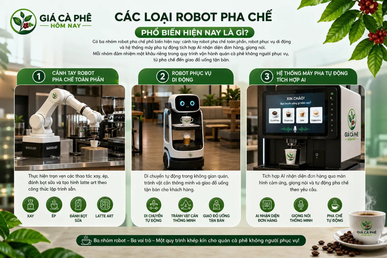 Các loại robot pha chế phổ biến hiện nay là gì?