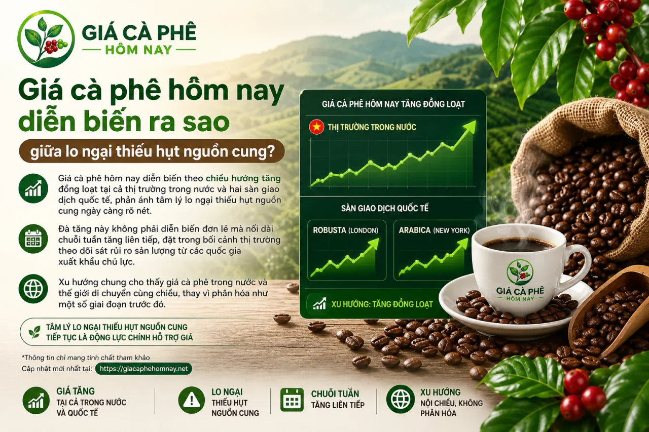 Giá cà phê hôm nay diễn biến ra sao giữa lo ngại thiếu hụt nguồn cung
