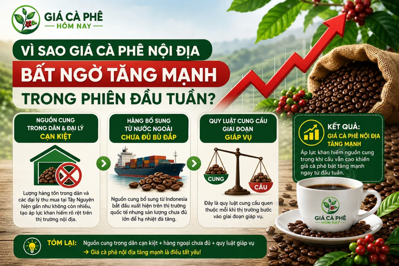 giá cà phê nội địa bất ngờ tăng mạnh trong phiên đầu tuần giá cà phê nội địa bất ngờ tăng mạnh trong phiên đầu tuần