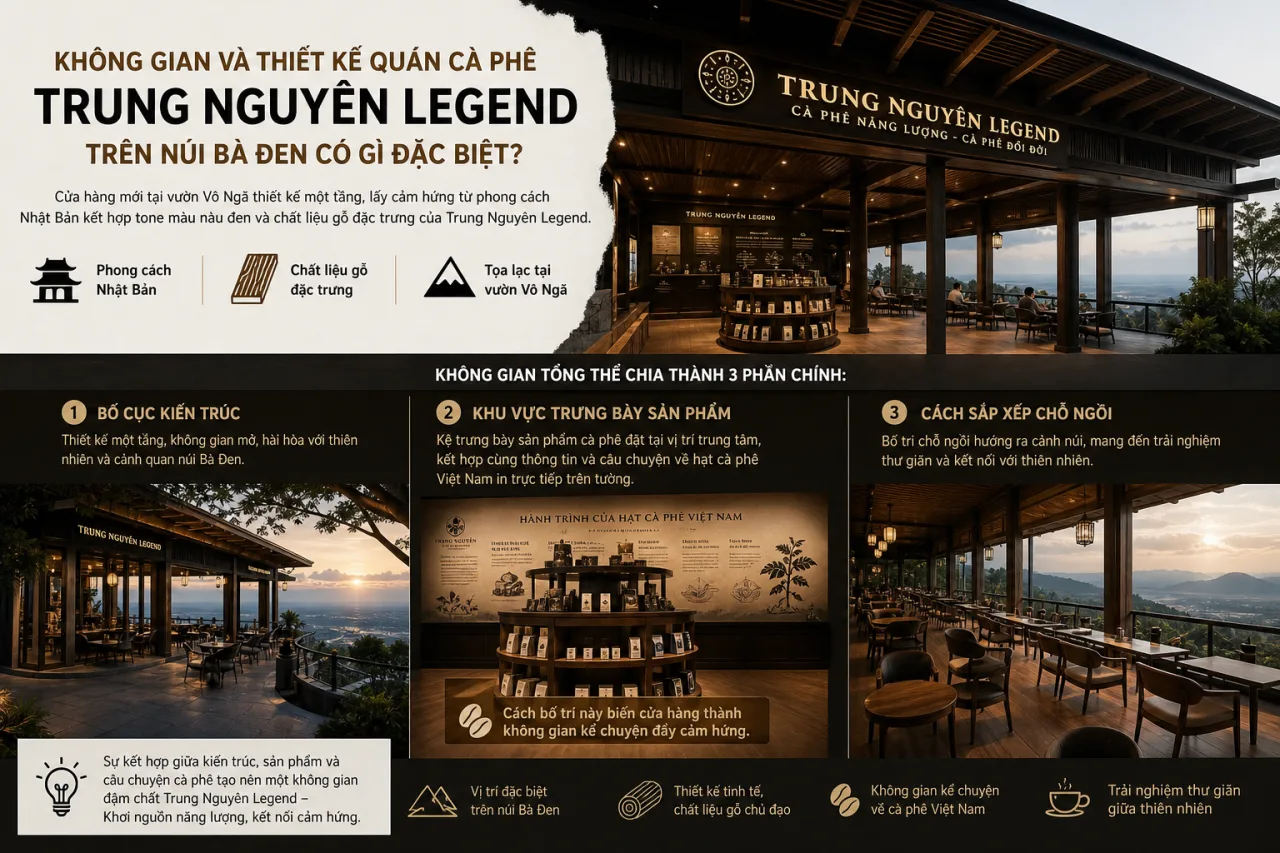 Không gian và thiết kế quán cà phê Trung Nguyên Legend trên núi Bà Đen có gì đặc biệt