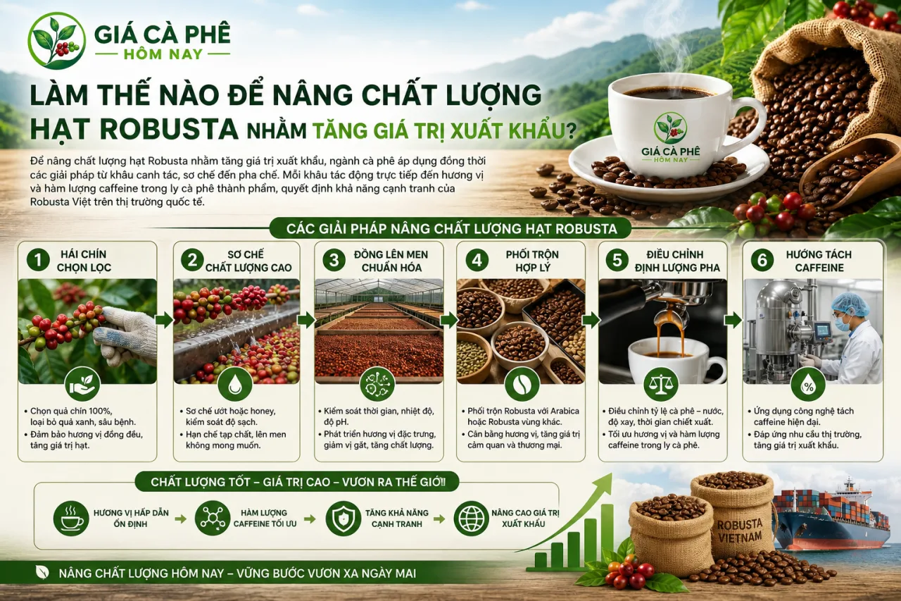 nâng chất lượng hạt Robusta nhằm tăng giá trị xuất khẩu nâng chất lượng hạt Robusta nhằm tăng giá trị xuất khẩu