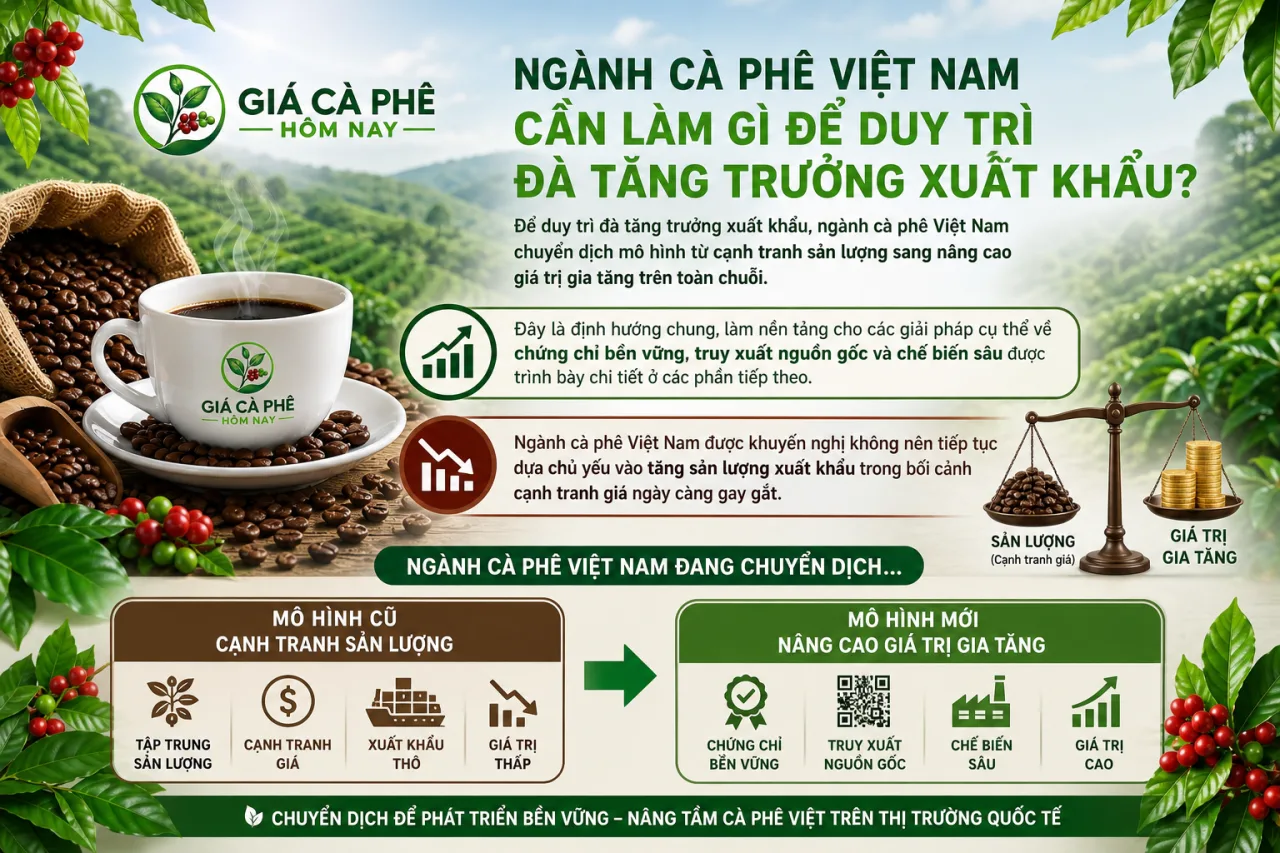 Ngành cà phê Việt Nam cần làm gì để duy trì đà tăng trưởng xuất khẩu