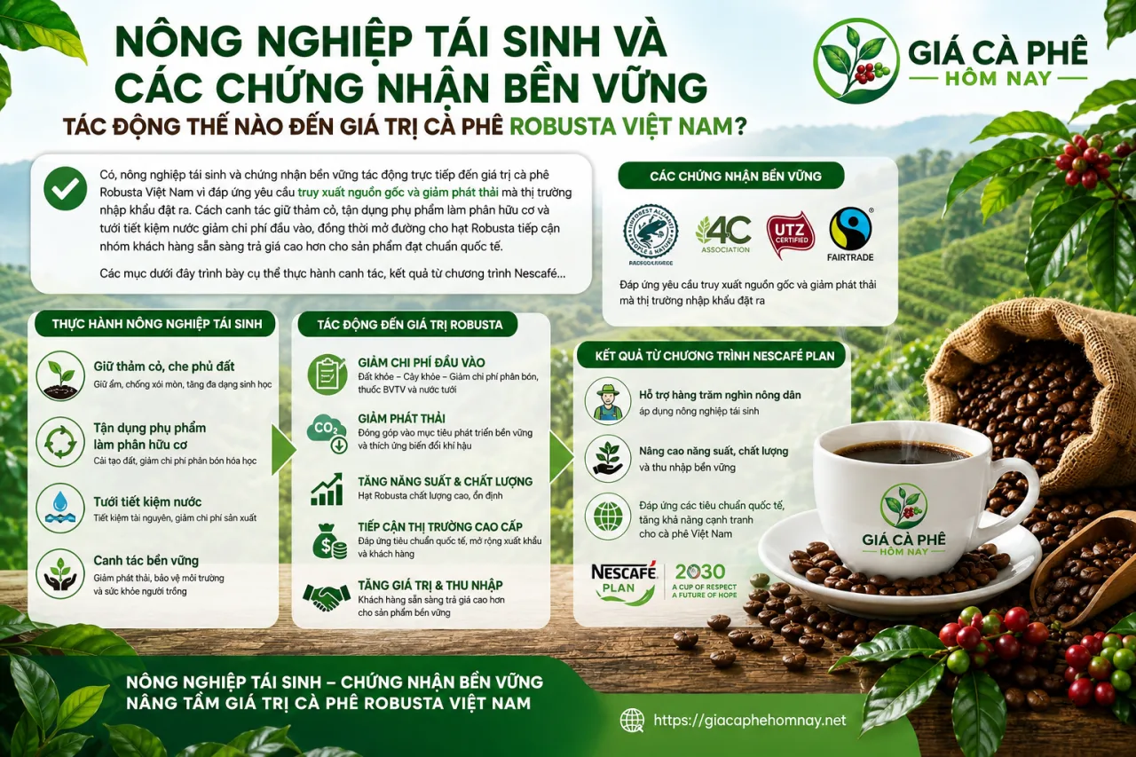 Nông nghiệp tái sinh và các chứng nhận bền vững tác động thế nào đến giá trị cà phê Robusta Việt Nam Nông nghiệp tái sinh và các chứng nhận bền vững tác động thế nào đến giá trị cà phê Robusta Việt Nam
