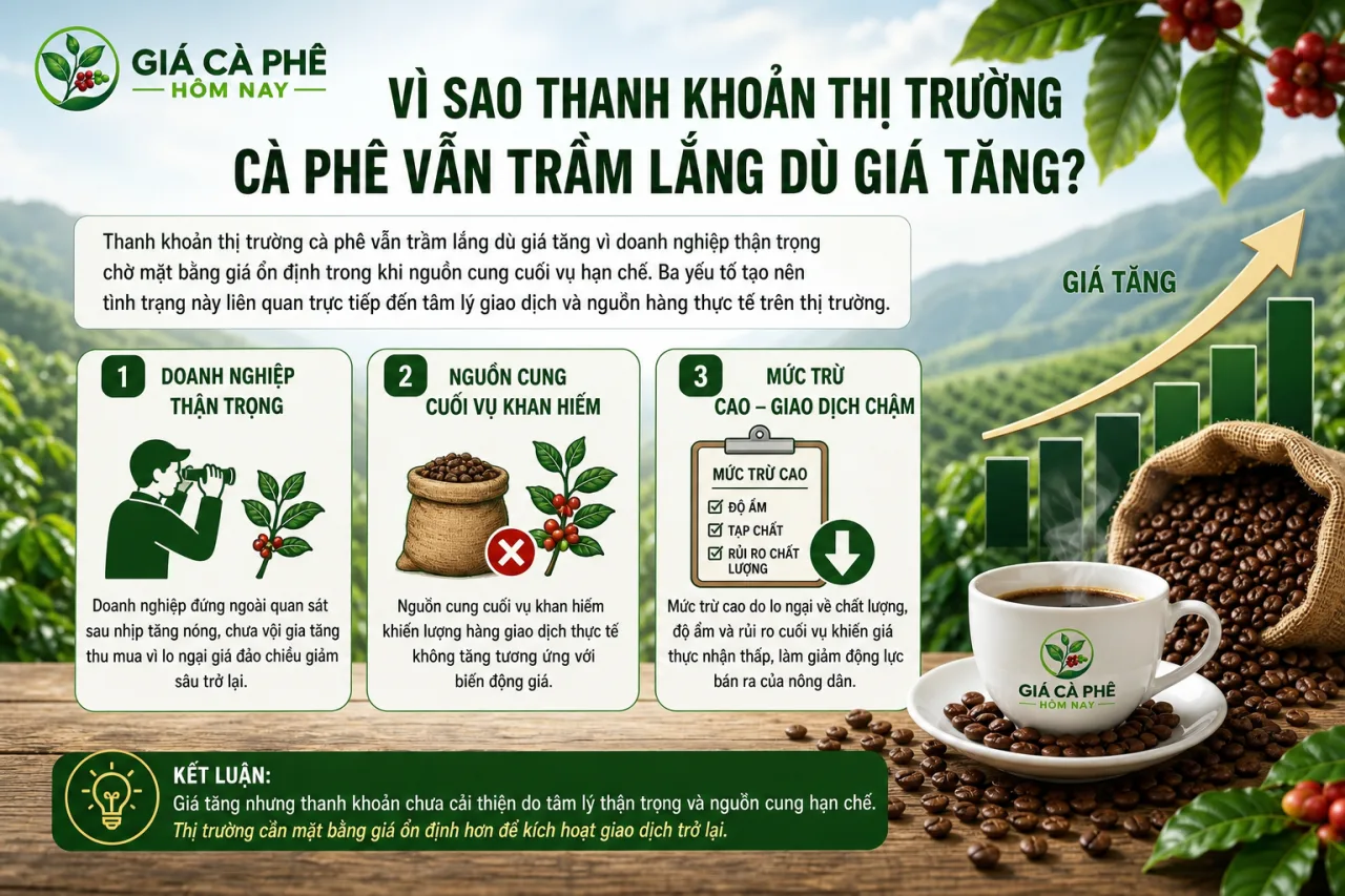 Vì sao thanh khoản thị trường cà phê vẫn trầm lắng dù giá tăng? Vì sao thanh khoản thị trường cà phê vẫn trầm lắng dù giá tăng?